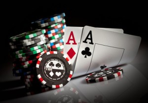 gambling chips and aces